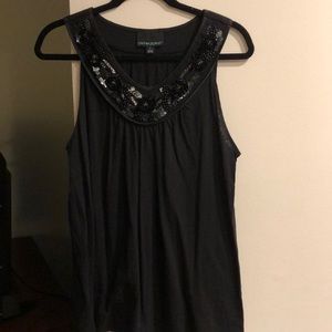 Cynthia Rowley Black Embellished Tank Top